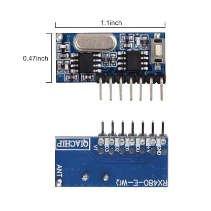 QIACHIP RX480E 433MHz RF Transmitter Receiver Module, 4CH EV1527 Kit - style: Transmitter and Receiver kit