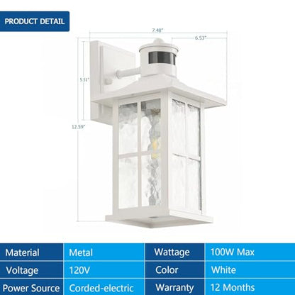 2 Pack Motion Sensor Porch Lights White Dusk to Dawn Outdoor Wall Lantern - color: White 2-Pack
