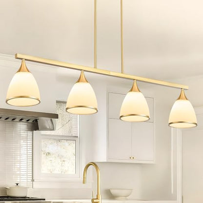 4-Light Modern Linear Chandelier for Kitchen Island Light Fixtures - color: Gold