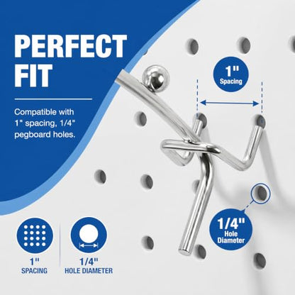 WRINGKIT 20 Pack Peg Board Waterfall Hook, 9.8 Inch, Fits 1/4" Boards