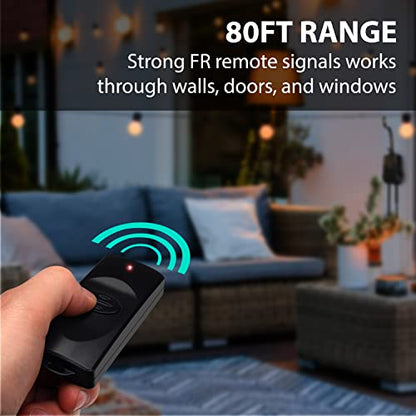 Fosmon Remote Control Outlet Waterproof Outdoor, Wireless Light Switch - color: 4 Grounded Outlet + 2 Remote