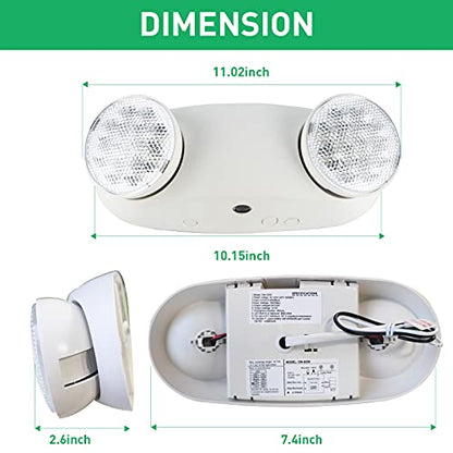 OSTEK LED Emergency Light with Adjustable Floodlight Heads, 90-Min Backup Battery, Fire-Resistant, 120-277V, UL 94V-0 Rated, for Business Use(6pack) - size: 6pack