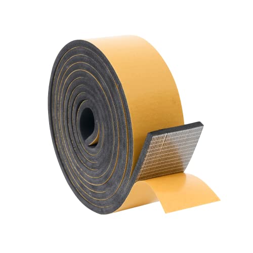 High Density Foam Weather Stripping Door Seal Strip Insulation Tape Roll for Insulating Door Frame, Window, Air Conditioner | Self Adhesive Sealing Weatherstrip (2 in x 1/16 in x 10 Ft, Black) - color: Black, size: 2 In x 1/16 In x 10 Ft