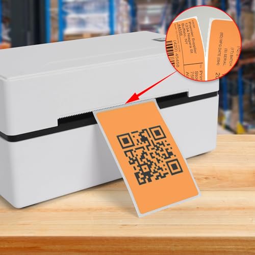 Orange Thermal Labels 3 ×5 Inch Waterproof Vinyl Stickers 300 PCS - color: Orange