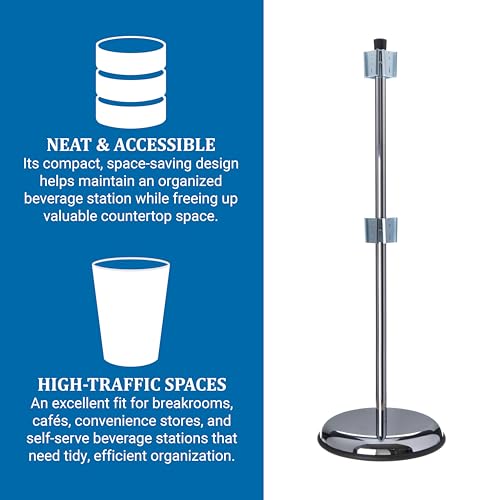 San Jamar Revolving Cup and Lid Dispenser Stand Stand Only for Restaurants, Dining Halls, and Fast Food, Stainless Steel, 30.5 x 2.75 x 12.25 Inches, Silver
