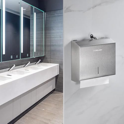 Gorlary Commercial Paper Towel Dispenser Wall Mount, Silver - color: Silver, size: 300 Sheets – Medium