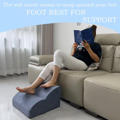 Foot Rest for Under Desk at Work.Multifunctional 3-Tier Foot Stool - color: Standard-light Blue