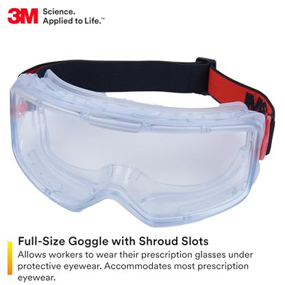 3M GoggleGear Eye Protective Goggle 3000 Series, Clear Scotchgard Anti-Fog/Anti-Scratch Lens, Premium Cloth Strap, PVC Shroud, 1 Pair, GG3101-SGAF, ANSI Z87.1, CSA Z94.3, D3 D4 Rating - style: Premium Cloth Strap/Pvc Shroud