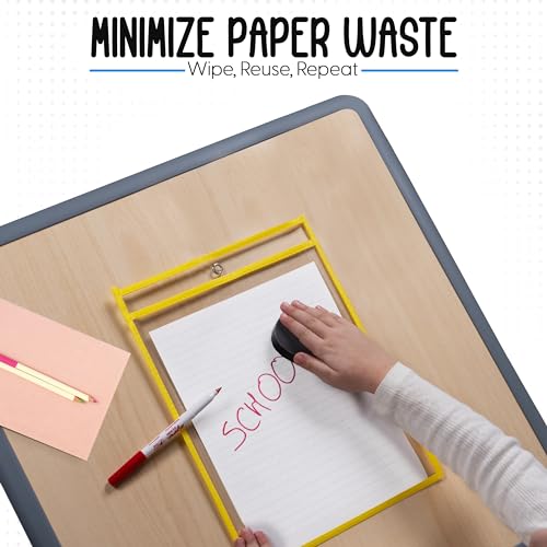 Essex Wares - 6 Pack, Yellow Dry Erase Pockets, 10" Wide x 13.5" Tall - color: Yellow
