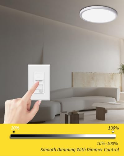 6Pack 16 Inch Dimmable LED Flush Mount Ceiling Light Panel,32W 3480LM,2700K-6000K 5 CCT Selectable,Ultra Thin Round White Ceiling Light Fixture for Hallway Kitchen Bedroom Home Office Bathroom - color: White, size: 16 INCH 6PK Dimmable 5CCT