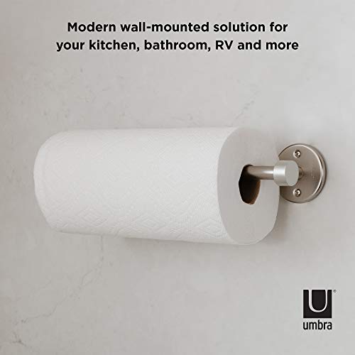 Umbra Cappa Wall Mount or Under the Counter Paper Towel Holder, 14" L x 4" W x 2.6" H, Nickel - color: Nickel, size: 14"L x 4"W x 2.6"H