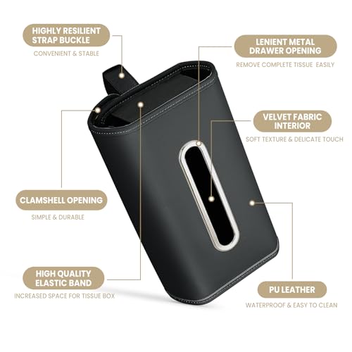 WHHMK Large Car Tissue Holder Refill Easily Clamshell Opening, Black 2PC - color: Black 2 Packs