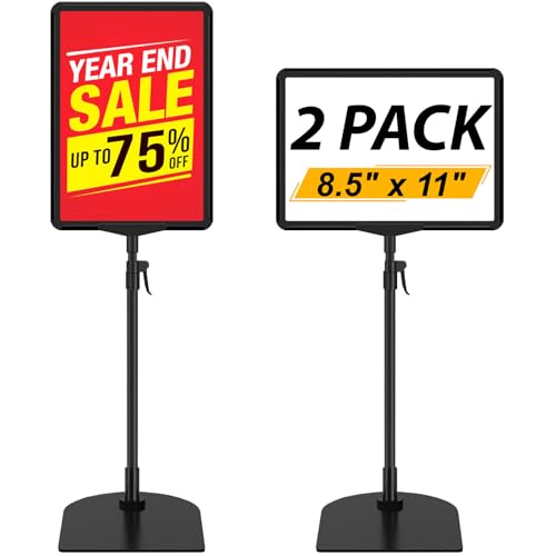 Table Top Sign Holder 8.5 x 11, Adjustable Floor Sign Holder Stand - size: 8.5"x11" 2 Pack