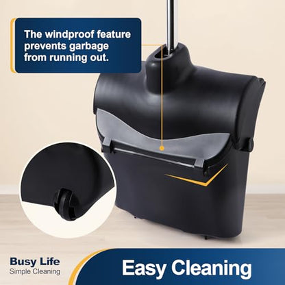 Yocada Commercial Dustpan with Wheels and Windproof Cover Indoor&Outdoor