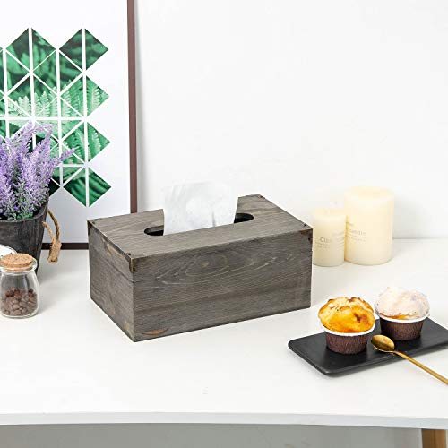 Distressed Wooden Rustic Facial Tissue Box Holder Tissue Box Cover Napkin Dispenser for Bathroom Living Room Dining Room Bedroom Toilet (Grey) - color: Grey