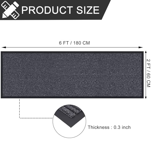 CHICHIC 2'x6' Indoor Outdoor Heavy Duty Door mat, Welcome Front Door Mat for Home Entrance, Super Water Absorbent Large Commercial Floor Mats, Non Slip Rubber Back Entryway Rugs for Garage (Grey) - size: 2'x 6'