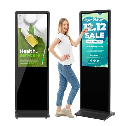 MWE 37 Inch Touchscreen Kiosk, Indoor Floor Standing Digital Signage Displays, Advertising Display LCD Totem with Custom Service, Interactive Display Poster Android System with Auto Media Player - color: Black, size: 37 inch, style: Touch-Screen