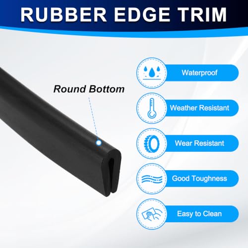 PATIKIL U Channel Rubber Edge Trim 3.3Ft Long for 1/64"–3/64" Thick Edge - size: 3.3Ft L x 1/8" W, 3/64" Slot