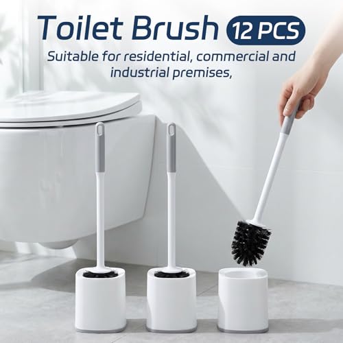 12 Set 17.72" Toilet Brush and Holder Bulk for Bathroom