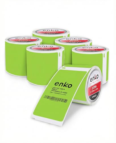 enKo 30256 6 Rolls | 1800 Green Direct Thermal Labels (2-5/16 x 4 in) - color: Green