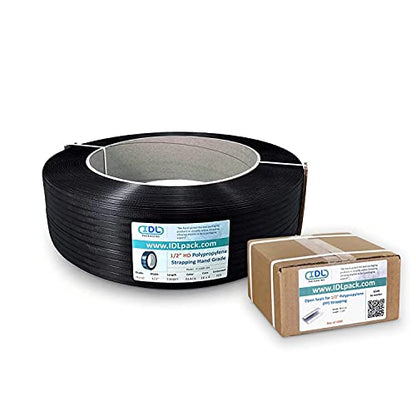 IDL Packaging Refill for 1/2" HD Polypropylene (PP) Strapping Kits for Packaging Strapping - 1/2" x 7200' Polypropylene Strapping Roll of 16" x 6" Core Size and 1000 of 1/2" Open Seals - size: 16" x 6" Core Coil + 1000 Seals, style: 600 lbs Break Strength