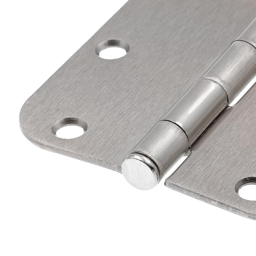 Prime-Line U 1156853 Door Hinge Commercial Smooth Pivot 2 Ball Bearing, 3-1/2 in. x 3-1/2 in. with 5/8 in. Radius Corners, 3 Holes per Leaf with Screws, Satin Nickel Finish, .122 in. Gauge (3 Pack)