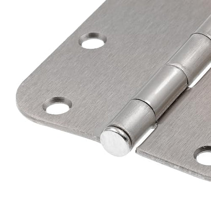 Prime-Line U 1156853 Door Hinge Commercial Smooth Pivot 2 Ball Bearing, 3-1/2 in. x 3-1/2 in. with 5/8 in. Radius Corners, 3 Holes per Leaf with Screws, Satin Nickel Finish, .122 in. Gauge (3 Pack)