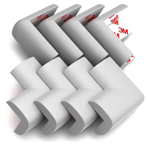 Komfortology 8-Pack Baby Proofing Corner Protectors, Pre-Taped, Grey - color: Gray, size: 8corners