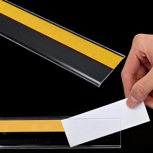 50 Pcs Shelf Label Strips, 1.5" x 48" Self Adhesive Label Holder, Clear - color: clear