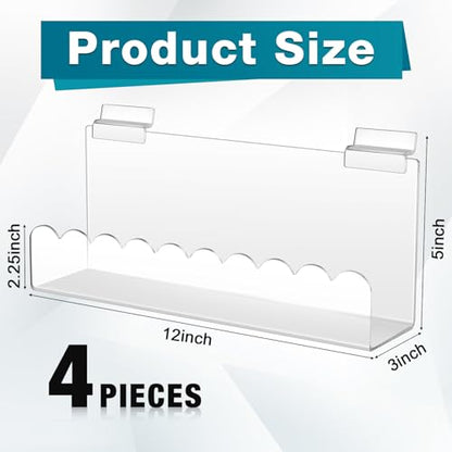 Briwooody Slatwall Shelf Acrylic Shelves, 12" Wide 3" Deep, Wavy, 4 Pack - color: Wavy, size: 12" Wide 3" Deep
