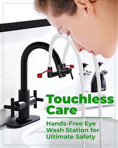 Eye Wash Kit, Faucet Mounted Emergency Eye Wash Station - 1 Pack - Black - color: Black, size: Pack of 1