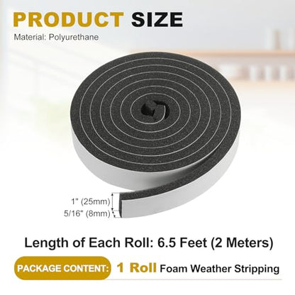 uxcell Weather Stripping Door Seal, 1" x 5/16" (1 Roll, 6.5Ft) - size: 1" x 5/16" (6.5 Ft)