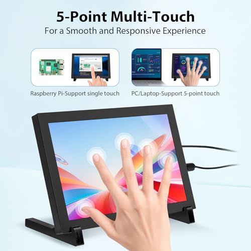 ELECROW 8 Inch Touchscreen Monitor, 1280x800 IPS LCD HD Display with Stand, Portable Capacitive Touch Screen Compatible for Raspberry Pi 3/4/5, Win 11/10/8/7, Jetson Nano, laptops, Game Consoles