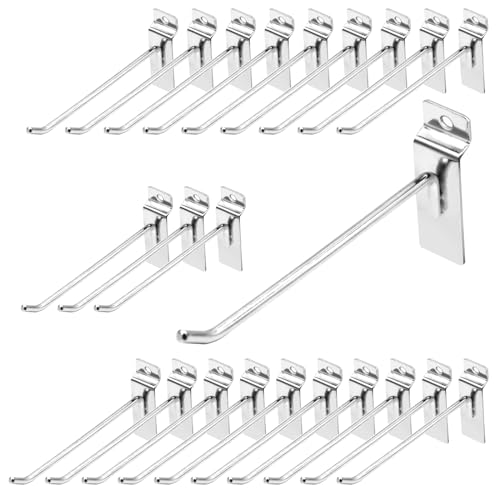 30Pcs 6 Inch Silver Slatwall Panel Hooks, Heavy Duty Slat Wall Hanging Display Hooks Pegboard Metal Hanger Hook for Gridwall Garage Shop Retail - color: Silver, size: 6 Inch