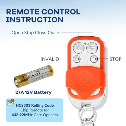 2Pcs Remote Control 433.92MHz HCS301 Rolling Code for Hanchen Gate Opener