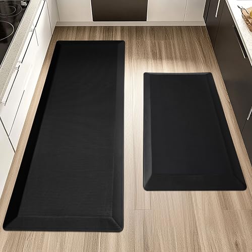 Tyrot Extra Thick Anti Fatigue Mat for Kitchen Floor, 20x32+20x48, Black - color: Black, size: 32"L x 20"W x 0.9"Th + 48"L x 20"W x 0.9"Th