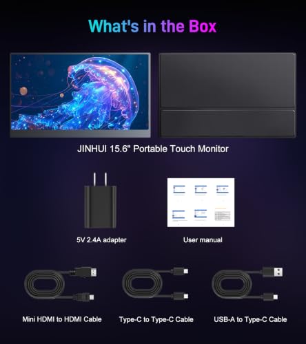 15.6 Inch Portable Monitor Touchscren,USB-C Travel Monitor(dark inky) - color: dark inky