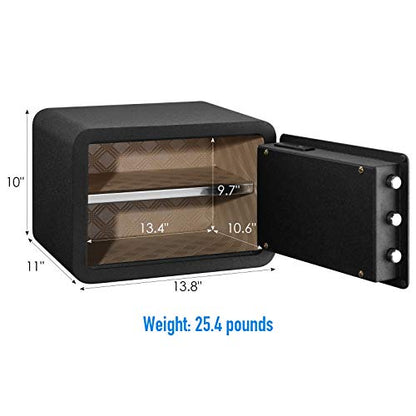 Tenamic Biometric Fingerprint Safe Box 0.85 Cubic Feet Fireproof Waterproof Safe Box with Induction Light and Leather, Solid Alloy Steel Office Hotel Home Cabinet Safe, Black - size: 0.85 cuft Biometric