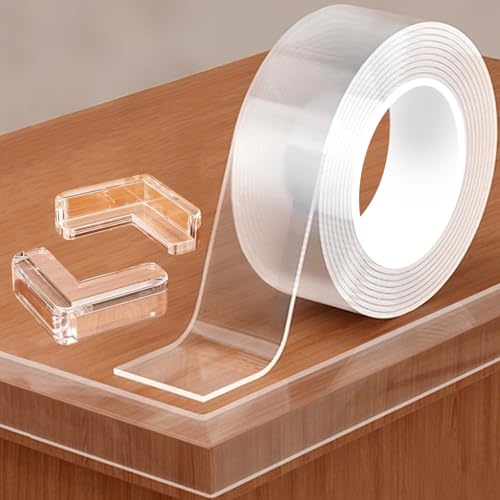 Clear Edge Protector Strip,Corner Protectors with 6 Furniture Corner Guards - size: 1.57in x 13.12FT, 1 Roll, 6 Corners