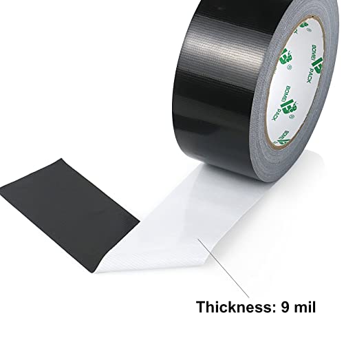 2 Pack Duct Tape Heavy Duty,9 Mil Thickness,2 Inches x 30 Yards,Strong Industrial Strength,Flexible,No Residue,Waterproof and Tear by Hand,Multi-Use for Indoor & Outdoor Repairs(Black) - color: Black