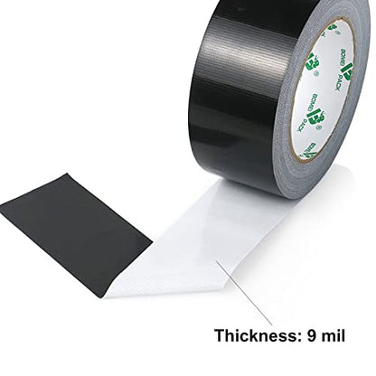 2 Pack Duct Tape Heavy Duty,9 Mil Thickness,2 Inches x 30 Yards,Strong Industrial Strength,Flexible,No Residue,Waterproof and Tear by Hand,Multi-Use for Indoor & Outdoor Repairs(Black) - color: Black