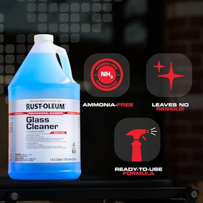 Rust-Oleum Professional Cleaners Glass Cleaner | One Gallon (128oz) | Ready to Use Refill Bottle | Professional Strength | Ammonia Free - size: 128 Fl Oz (Pack of 1)