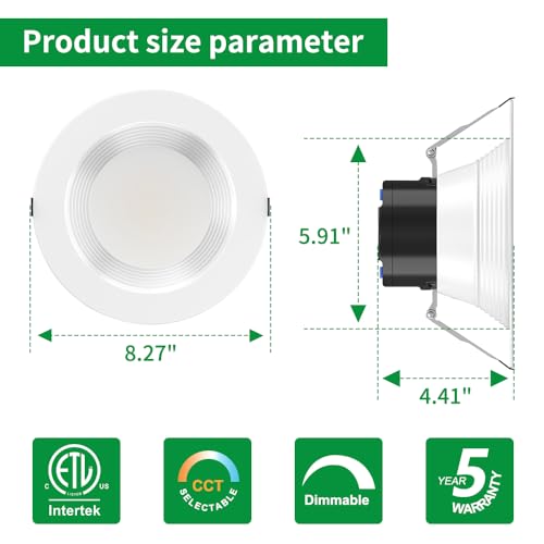 6 Inch Commercial LED Downlights 120-277Vac, 0-10V Dimmable, 6PK
