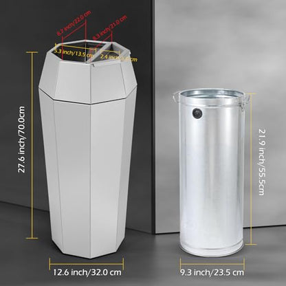 Dyna-Living Commercial Trash Can Large Stainless Steel Garbage Can with Lid