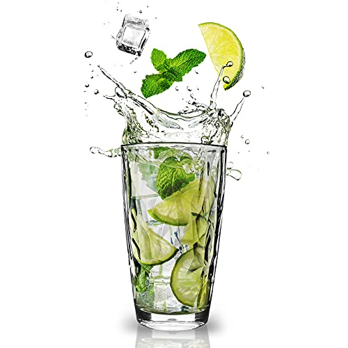 Topsky 16oz Plastic Tumblers Drinking Glasses Set of 4, Clear Acrylic Drinking Cups Wine Glasses Beverage Cups for Daily Use, Poolside, Outdoor&Indoor - Stackable, Dishwasher Safe, Easy to Clean - color: Clear 16oz