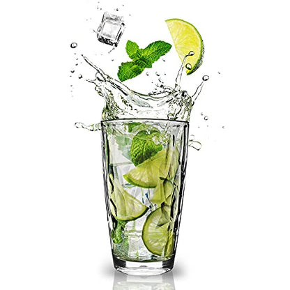 Topsky 16oz Plastic Tumblers Drinking Glasses Set of 4, Clear Acrylic Drinking Cups Wine Glasses Beverage Cups for Daily Use, Poolside, Outdoor&Indoor - Stackable, Dishwasher Safe, Easy to Clean - color: Clear 16oz