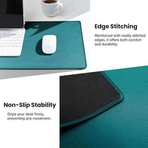 ALOANES Non-Slip Extended Mouse Pad Office&Home Desk Mat Stitched Edge - color: Green, size: 35.4L x 15.7W inches
