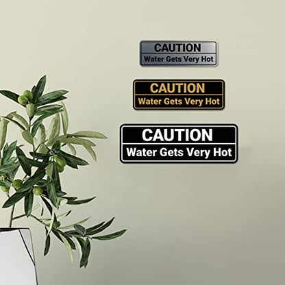 Standard Caution Water Gets Very Hot Sign (Black) - Medium 1 Pack - color: Black, size: 2.75 x 7" - Medium