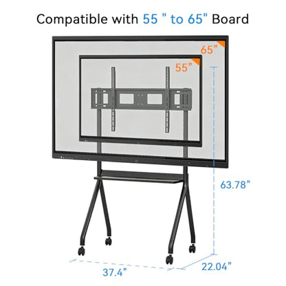 Mobile Smart Board Stand with Wheels, Height Adjustable Interactive Whiteboard Cart for 55/65'' Screens - size: 55-65 Inch Rolling Stand