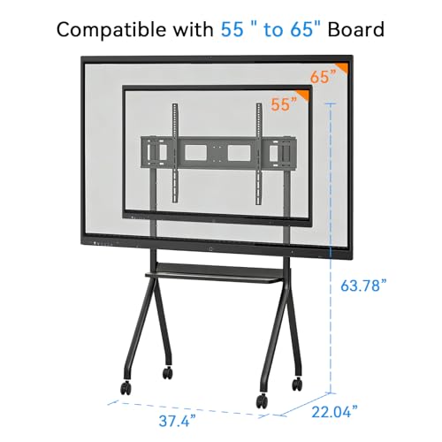 Mobile Smart Board Stand with Wheels, Height Adjustable Interactive Whiteboard Cart for 55/65'' Screens - size: 55-65 Inch Rolling Stand